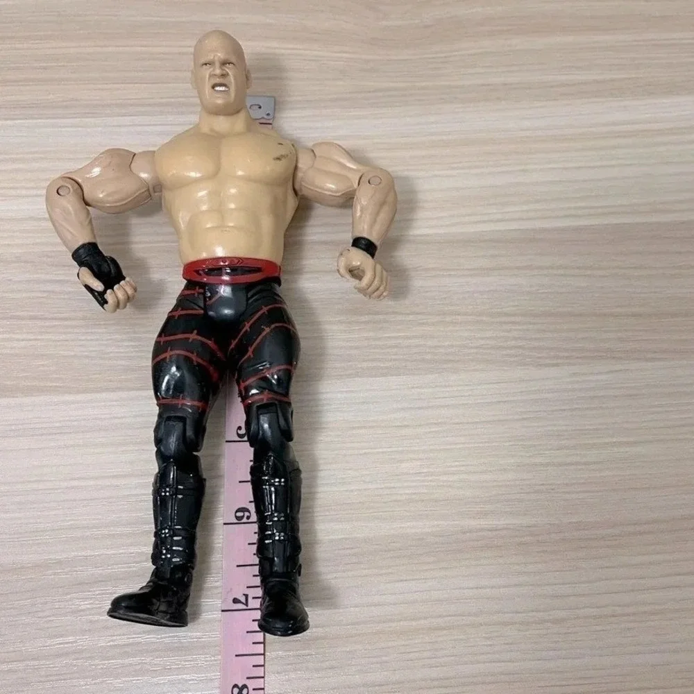 WWE Jakks Pacific Kane Unmasked Action Figure 2003 Bald Red Black Wrestling Toy